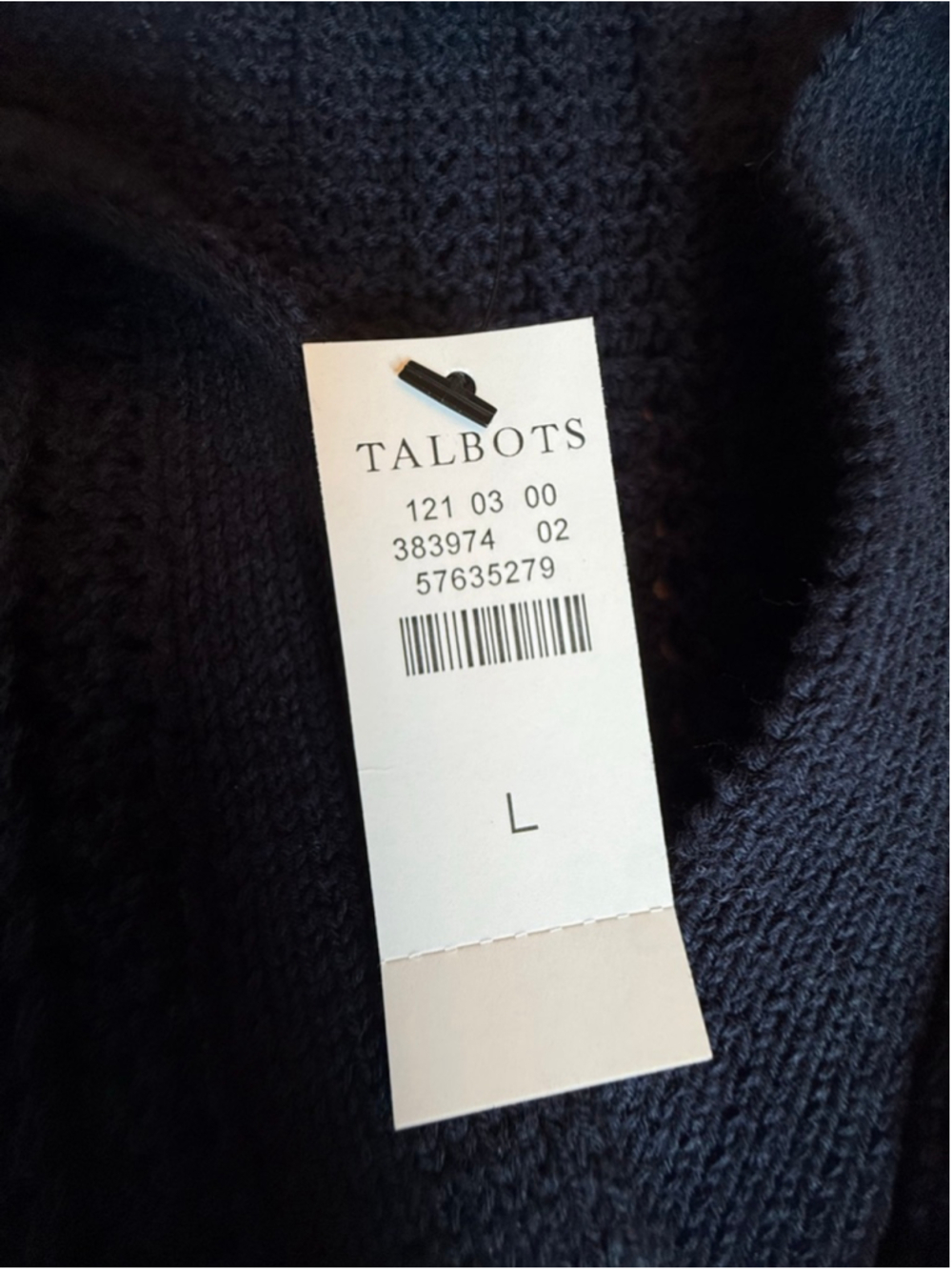Talbots Navy Pointelle Stitch Polo Sweater L NWT - Picture 6 of 12